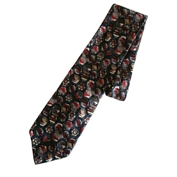 XMI Men's Geometric Print Silk Neck Tie - Picture 1 of 5